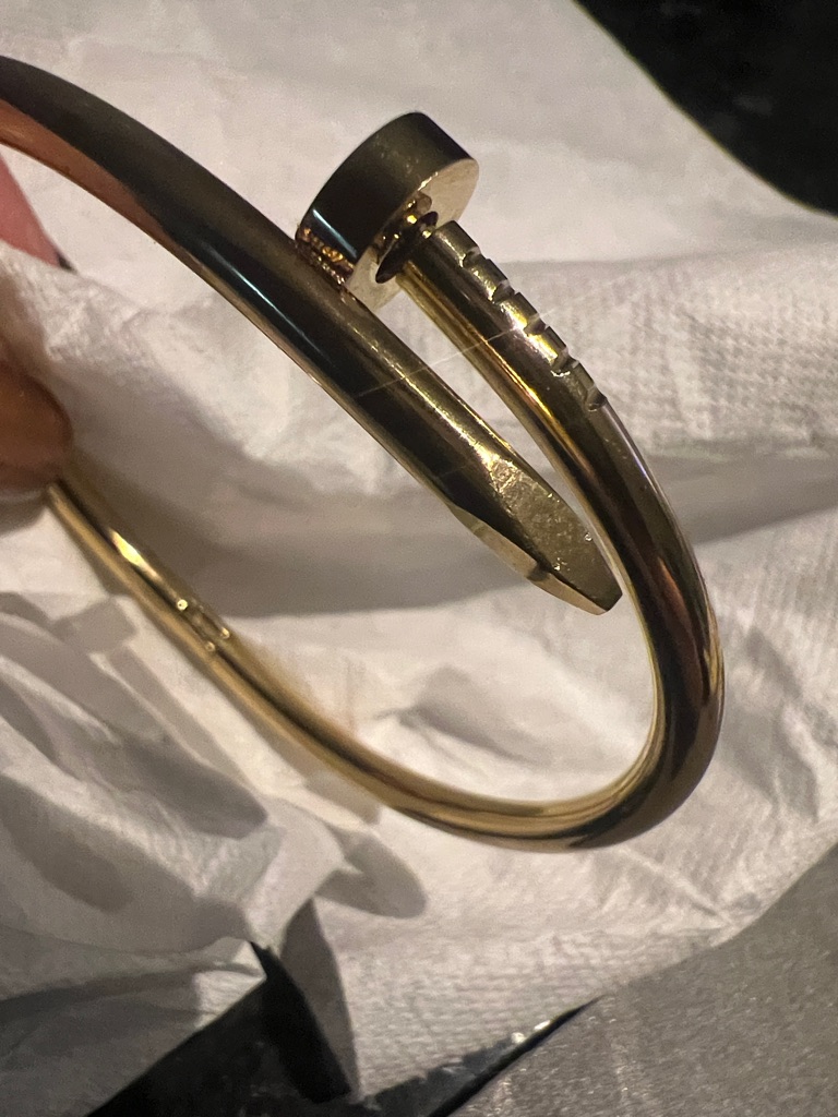 Gold Nail Bangle Bracelet Stainless Steel